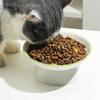 Ceramic Tall Footed Drinking Water Bowls, Anti Overturning Oblique Mouth, Neck Protection, Large Caliber Cat Bowl, Articles, 1Pc