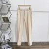 Spring and Autumn Korean Edition British Business Casual High Waist Button Straight Fit Solid Color Nine Split Suit Pants