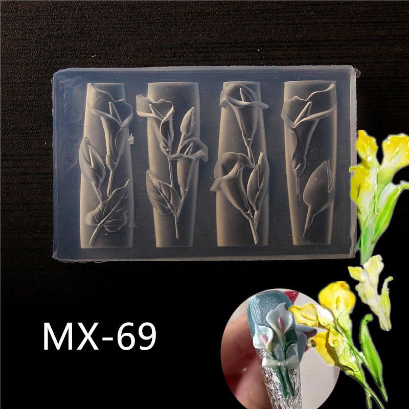 1Pc 3D Acrylic Nail Mold Tulip Sea Shell Jellyfish Goldfish Starfish Design DIY Silicone Manicure Nail Art Decorations