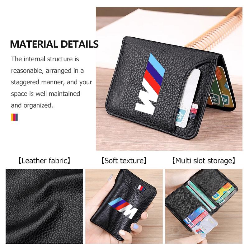 Card Holder Leather Portable Wallet Anti-Theft Lychee Wallet For BMW Performance M E87 E30 E46 E28 F35 G20 E93 F20 X3 X pdzm22