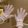 Women's Wool Touchscreen Gloves with Bow – Cute and Warm for Autumn and Winter Riding