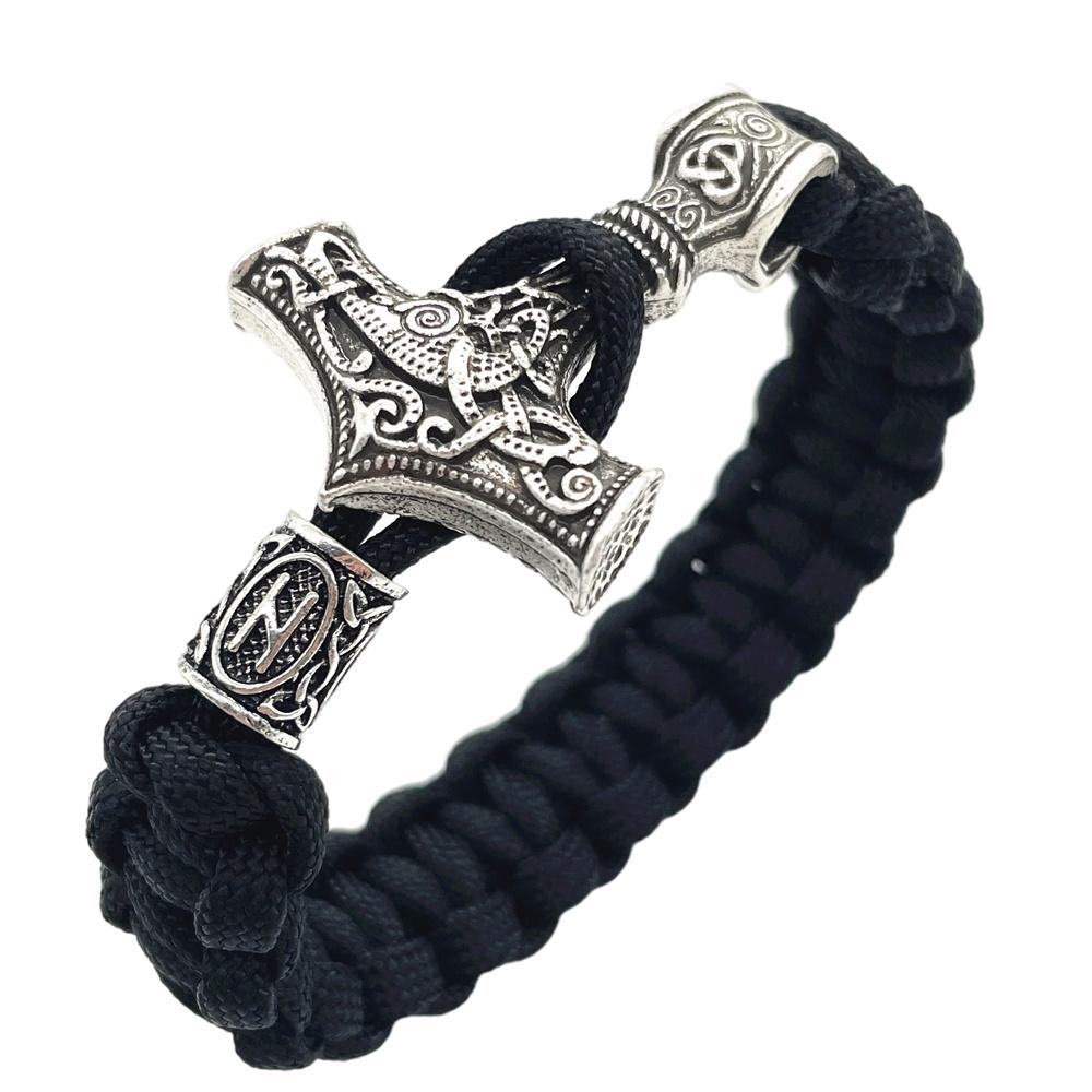 Nostalgia Thor Hammer Viking Bracelet Rune Charms Bead Jewelry For Women Men Norse Vikingo Bangle Dropship