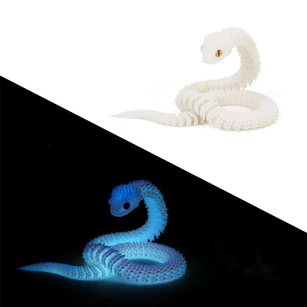 30cm 3D Printed Snake  Luminous Movable Joint Simulation Snake Figurine Multicolor 3D Printing Model Snake Ornament Creative Home Office Desktop Decor