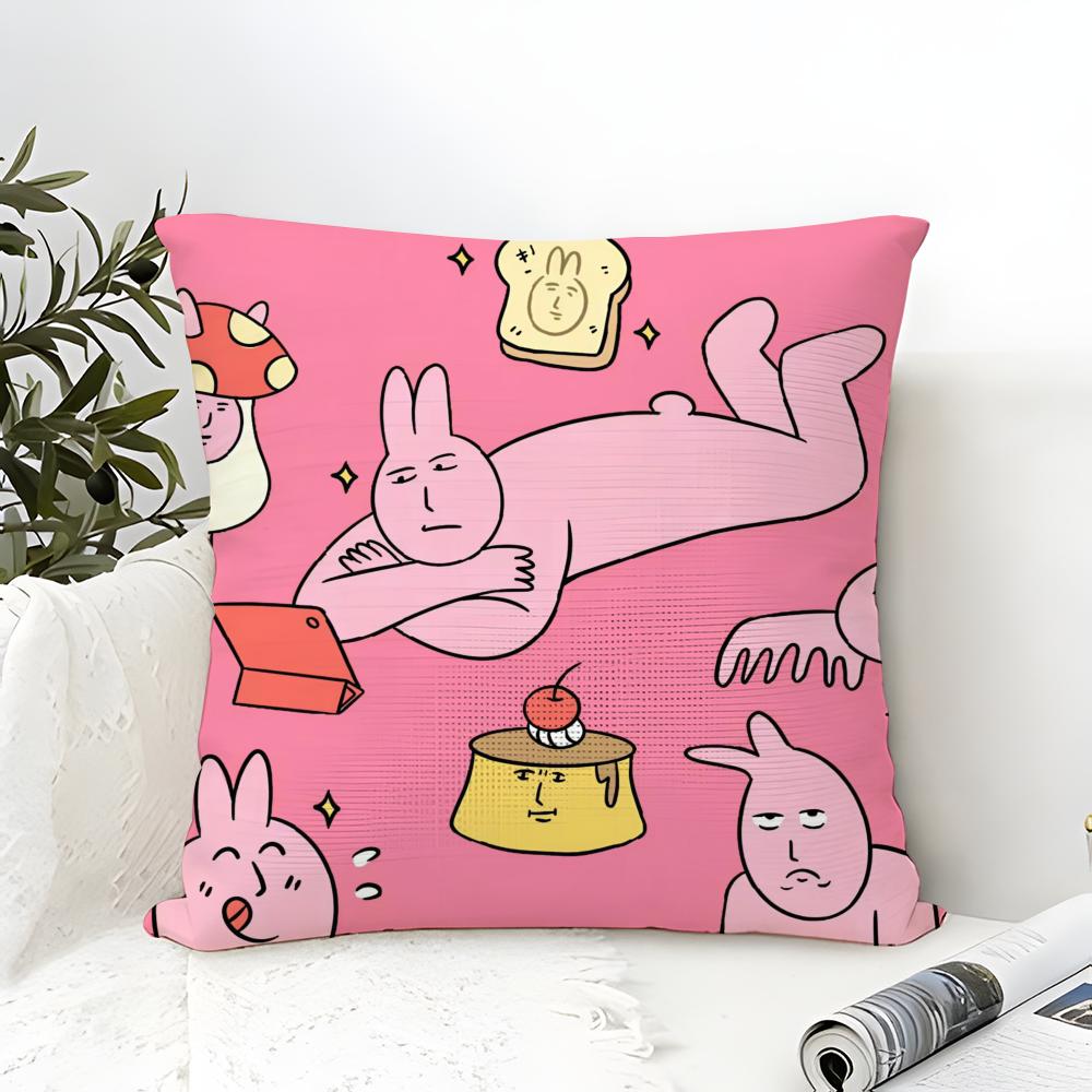 Cartoon Pink Funny Rabbit Friends Pillow Case linen pillow case sofa home decor cushion cover cushion cove