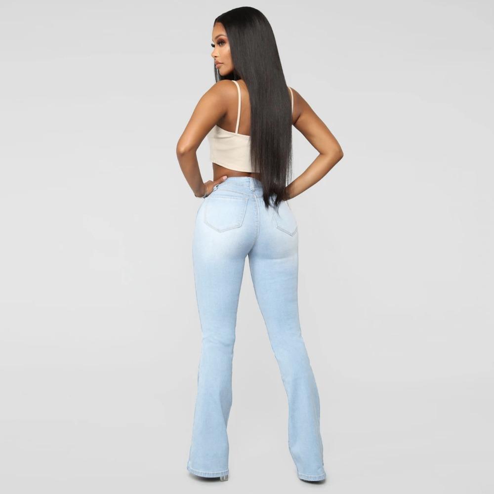 Dżinsy Damskie z Wysokim Stanem Elastyczne Wyszczuplające Spodnie Podkowy