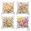 4Pcs Floral Printed Cushion Cover Rose Lily Hydrangea Daisy Pillow Case Polyester Home Decor Sofa Bedroom Living Room 2D Print