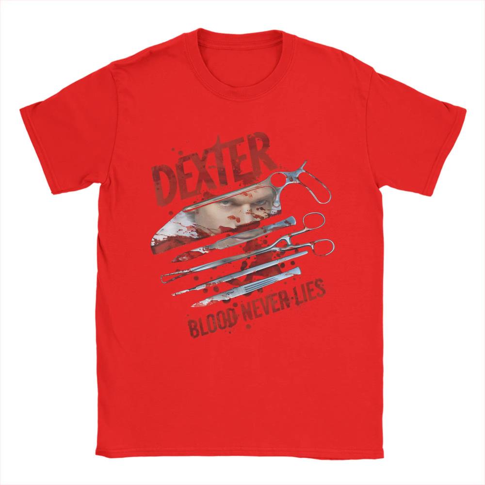 Blood Never Lies Dexter Morgan TShirts Horror Movie Fun Cotton Tee Shirt Round Neck Short Sleeve Men T Shirt Plus Size Clothing