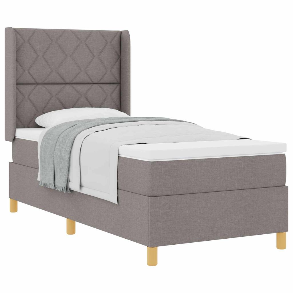 Boxspring bed with headboard Taupe 100 x 200 cm Fabric