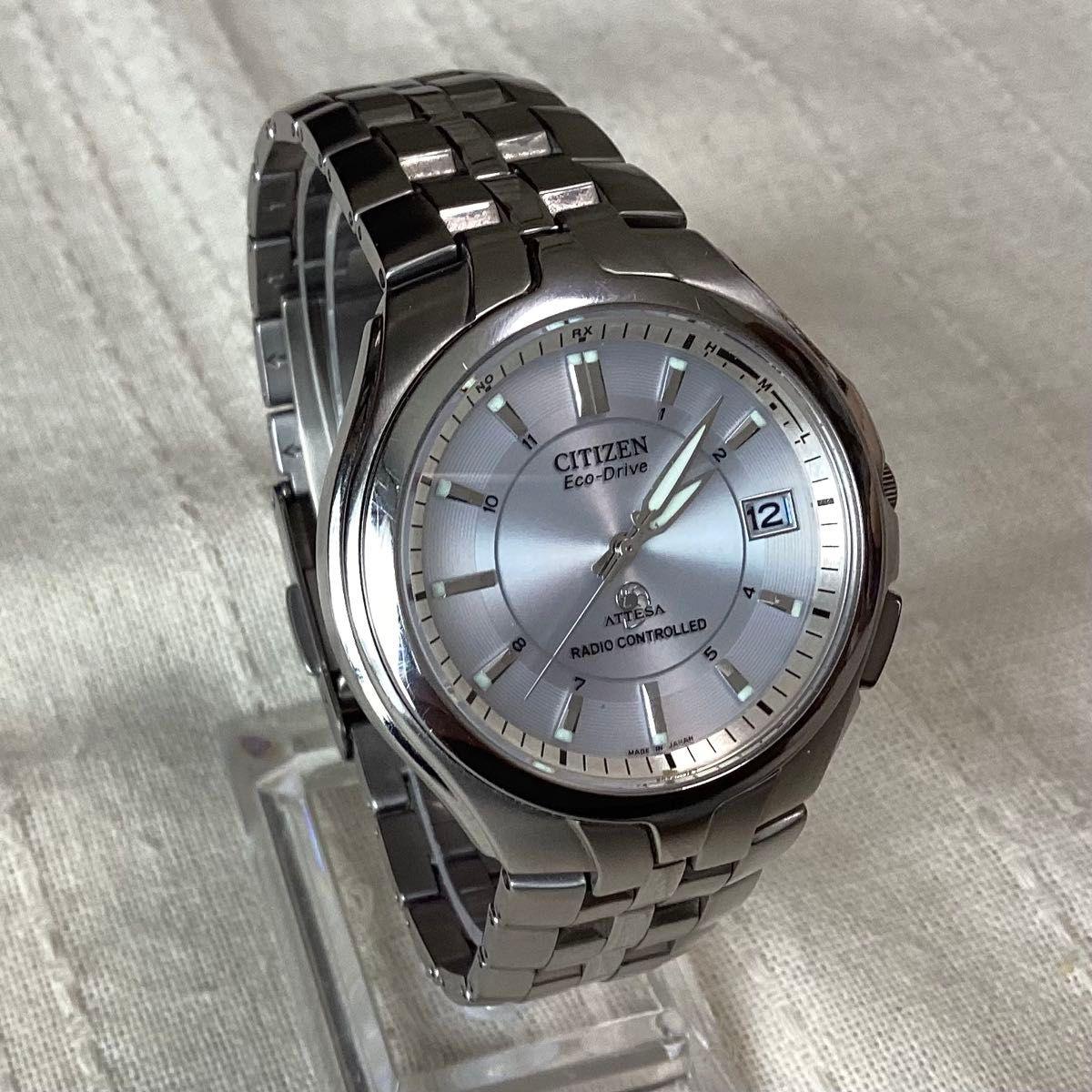 Used [Relatively beautiful item with few scratches] Citizen Atessa ATD53-2682 H410-T007627 Equipped with Eco Drive Titanium radio clock
