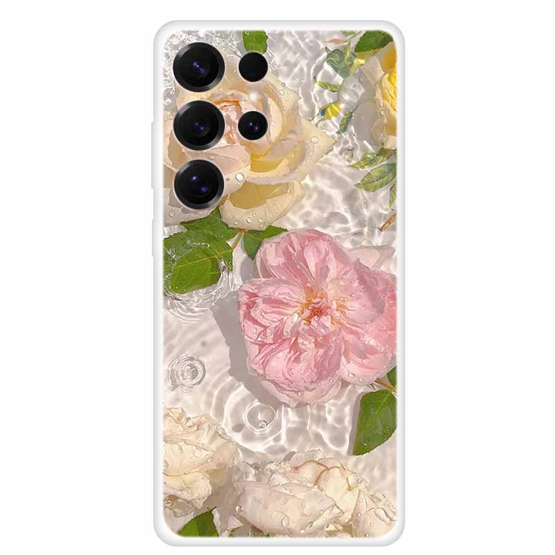For Samsung Galaxy S26 Ultra Clear Funda Soft TPU Silicone Phone Case S 26 Ultra Cover Transparent Bumper Fashion Flower Lovely