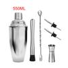 Stainless Steel Liquor Cocktail Shaker Bar Wine Mixer Set Bartender Cocktail Hand Shaker Tool Kit Bar Tool with Holder