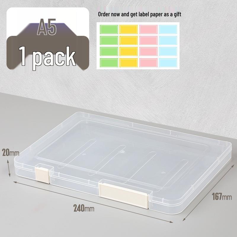 Double Buckle Transparent A4 File Organizer Box