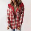 Fall Winter Women's Plaid Jacket Long Sleeve Hooded Cozy Coat with Pockets