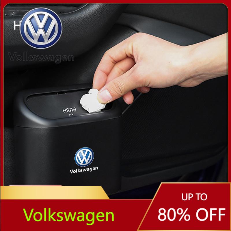 Valve Stems Caps For VOLKSWAGEN VW Car Clamshell Trash Bin Hanging Vehicle Garbage Dust Case Storage Box Black ABS For Volkswage