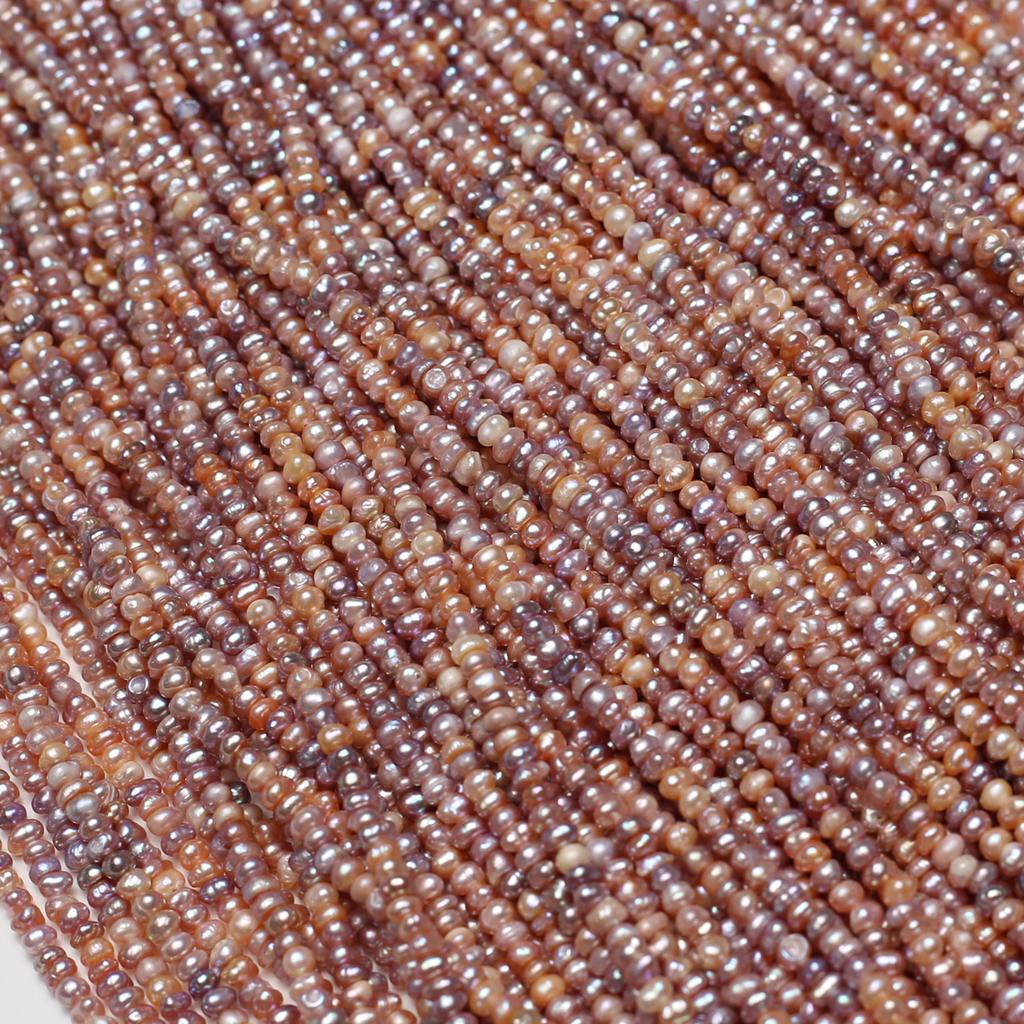 1String, Colorful Natural Freshwater Pearls, Boho Handmade Flat Pearl Beads for Jewelry Making DIY Necklaces Crafts (Beads 3-4mm, Length 36cm)