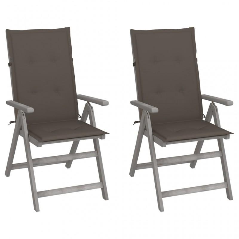 Day and Night - Day and Night Reclining Garden Chairs and Cushions 2 Pcs Solid Acacia Wood