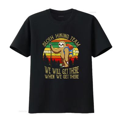 Faultier Wandern Team T-Shirt Für Liebhaber Reisen vintage Gewaschenes Oberteil Für Tägliches Tragen streetwear Leicht Atmungsaktiv mode