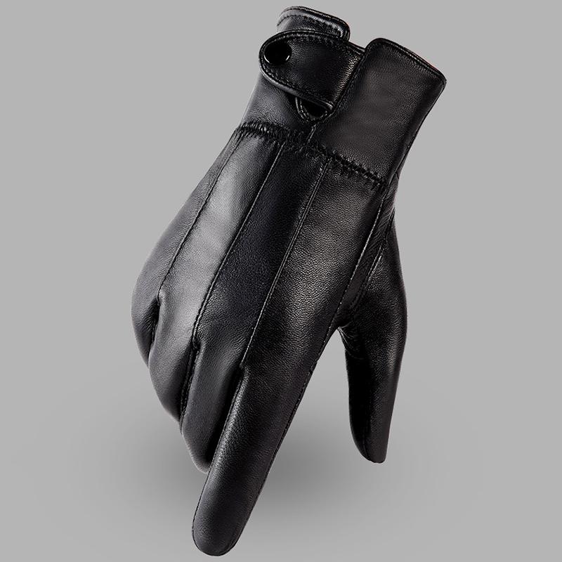 WTEMPO 1 Paar Kunstleder Warme Plüsch Vollfingerhandschuhe Herbst Winter Outdoor Radfahren Fahren PU Schwarze Handschuhe