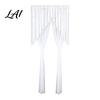 Light Filtering Balcony Partition Sheer Lace Door Curtain Embroidered Floral Doorway Curtain with Beads No Drill Rod Pocket Room Divider for Bedroom