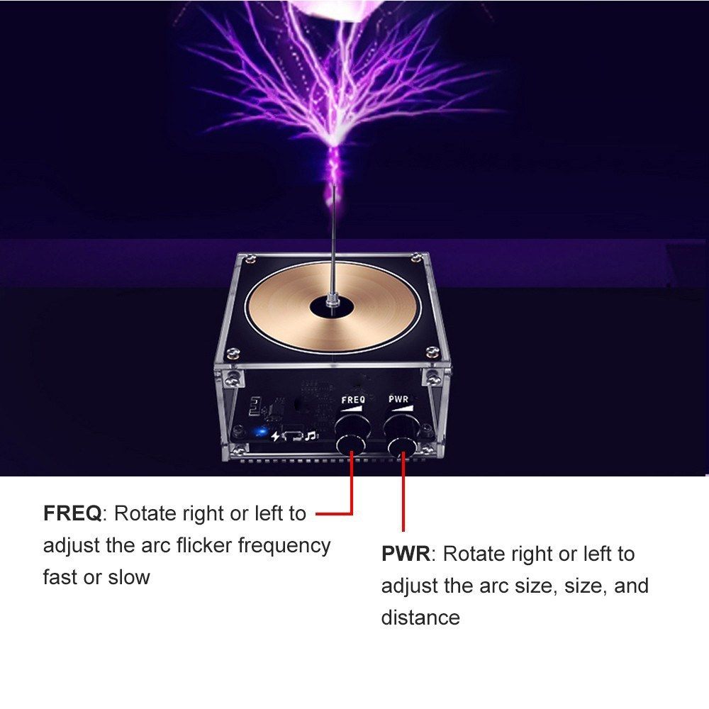 Plus Version Bluetooth Music Tesla Coil Wireless Transmission Science Experiment Desktop Toy Touchable Artificial Ligh