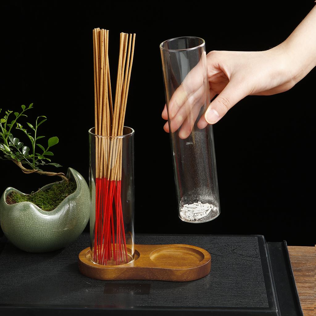 2 in 1 Glass Incense Holder for Sticks Anti-Ash Flying Incense Burne with Removable Ash Catcher and Incense Sticks Organizer
