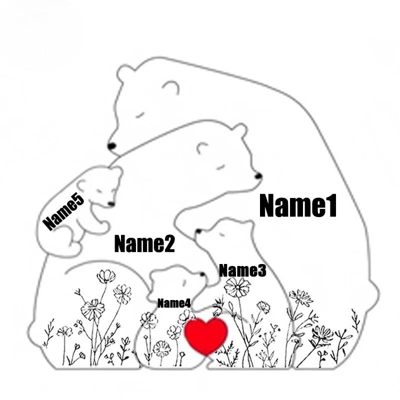 Artistic Wooden Puzzles, Little Bear Family Personalized Name Puzzles, Thanksgiving Christmas Gifts, Home Tabletop Decorations