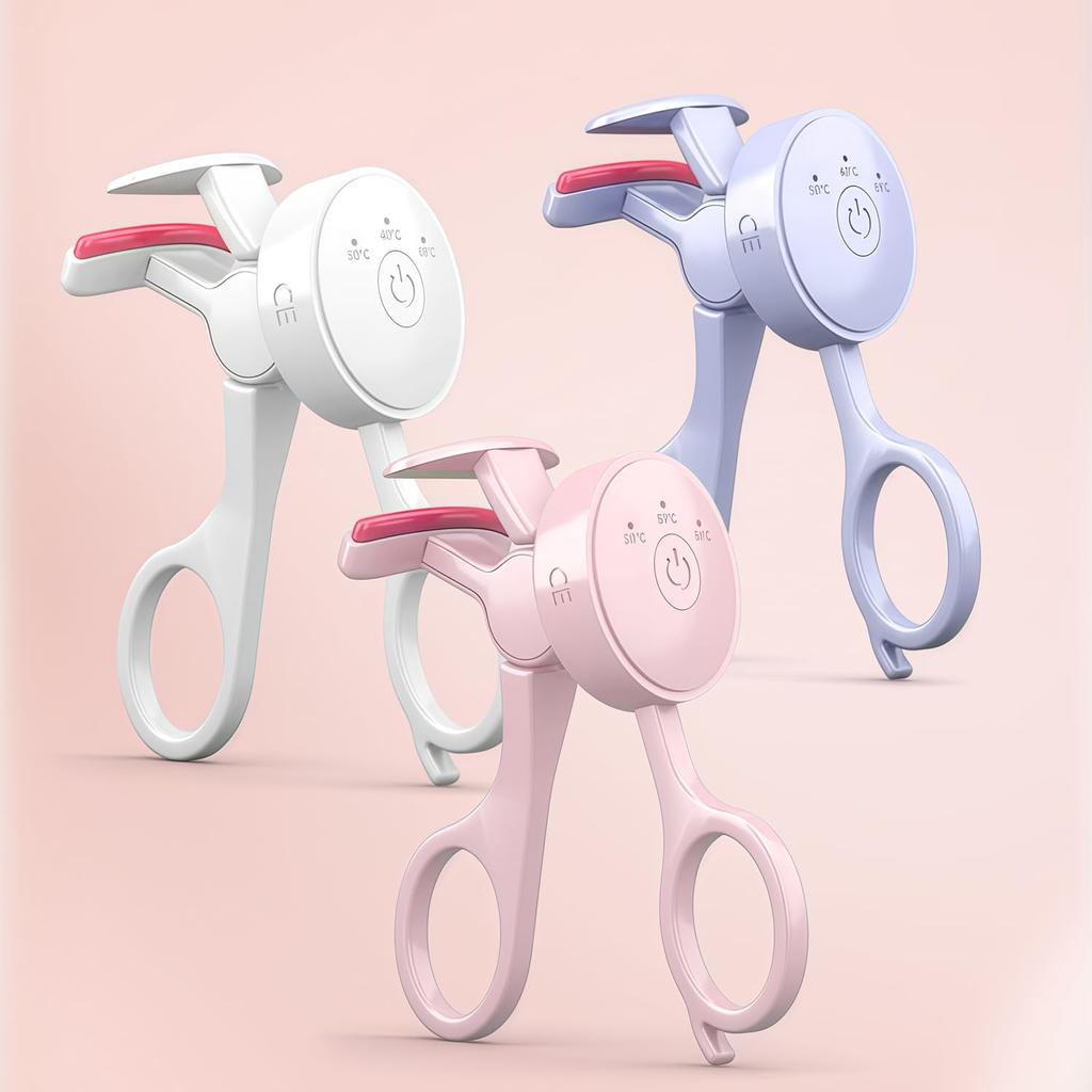 USB Rechargeable Eyelash 3 Temperature Automatic Perfect for and White Clamp-Type Curler, Settings, Power-Off, Heat-Sensitive Silicone, Anniversaries,