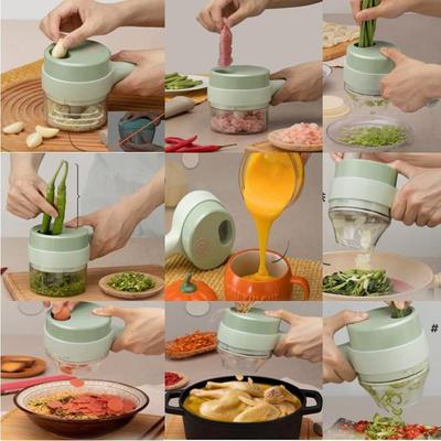 4In1 Handheld Electric Vegetable Cutter Set,Garlic Slicer,Vegetable Chopper,Onion Chopper Ginger Masher Machine Kitchen Tool