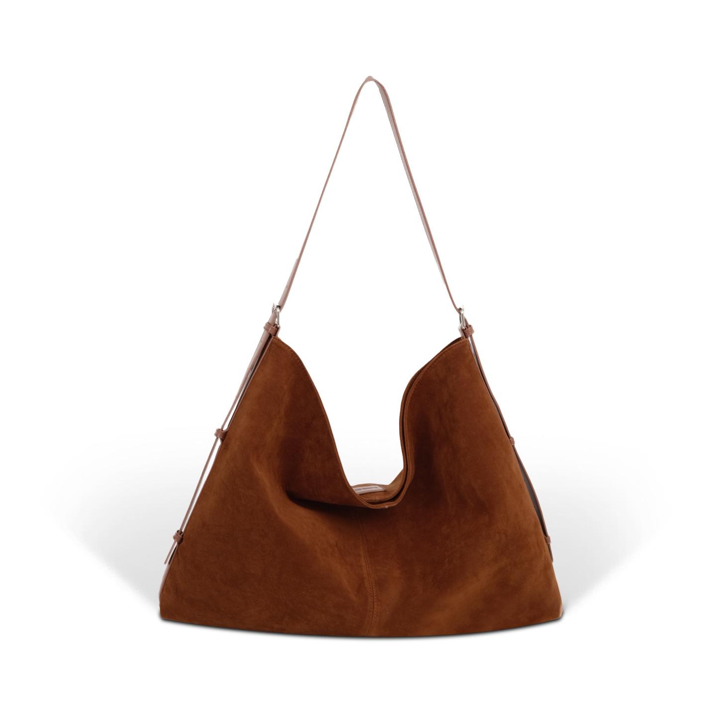 

Vintage suede tote bag women s large-capacity shoulder bag commuter versatile stray bag fashionable soft leather tote bag коричневый