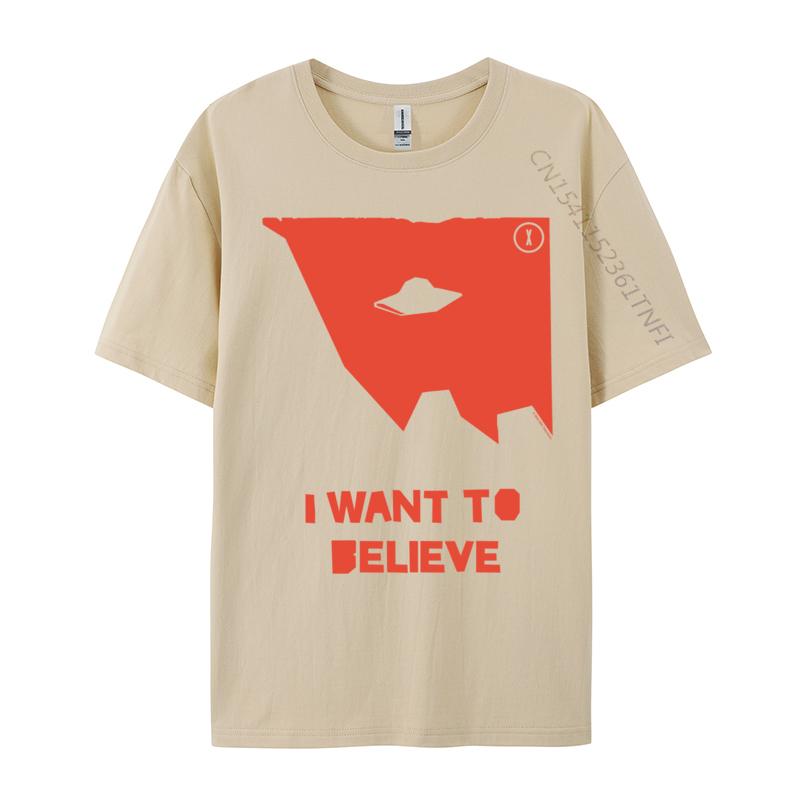I Want To Believe Ufo Silhouette Big Chest Text Cotton Unisexs T Shirts Party Luxury Designer Tshirts Special T Shirt