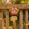 Thanksgiving Party Wall Hanging Hello Fall Wooden Sign, Pumpkin Maple Leaf Door Hanger with Festive Tabletop Decor Tassel, Autumn Harvest Decor,