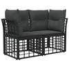 Outdoor Sofa Set Black Polyester