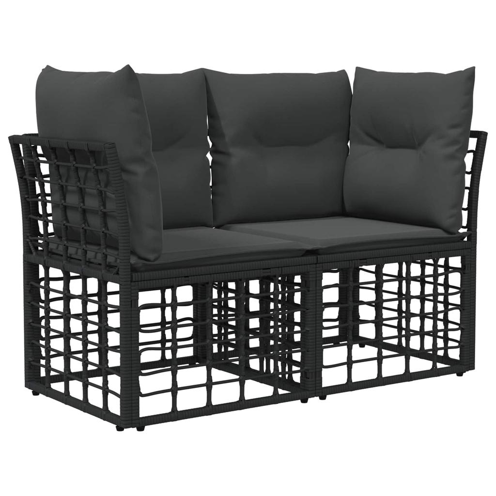 Outdoor Sofa Set Black Polyester