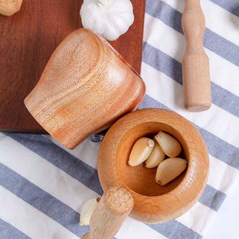 Solid Wood Garlic Mortar & Pestle