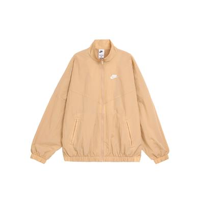 Logotipo Estampado Bordado Color Sólido Chaqueta con Cremallera Chaquetas de Mujer Beige DM6186-200