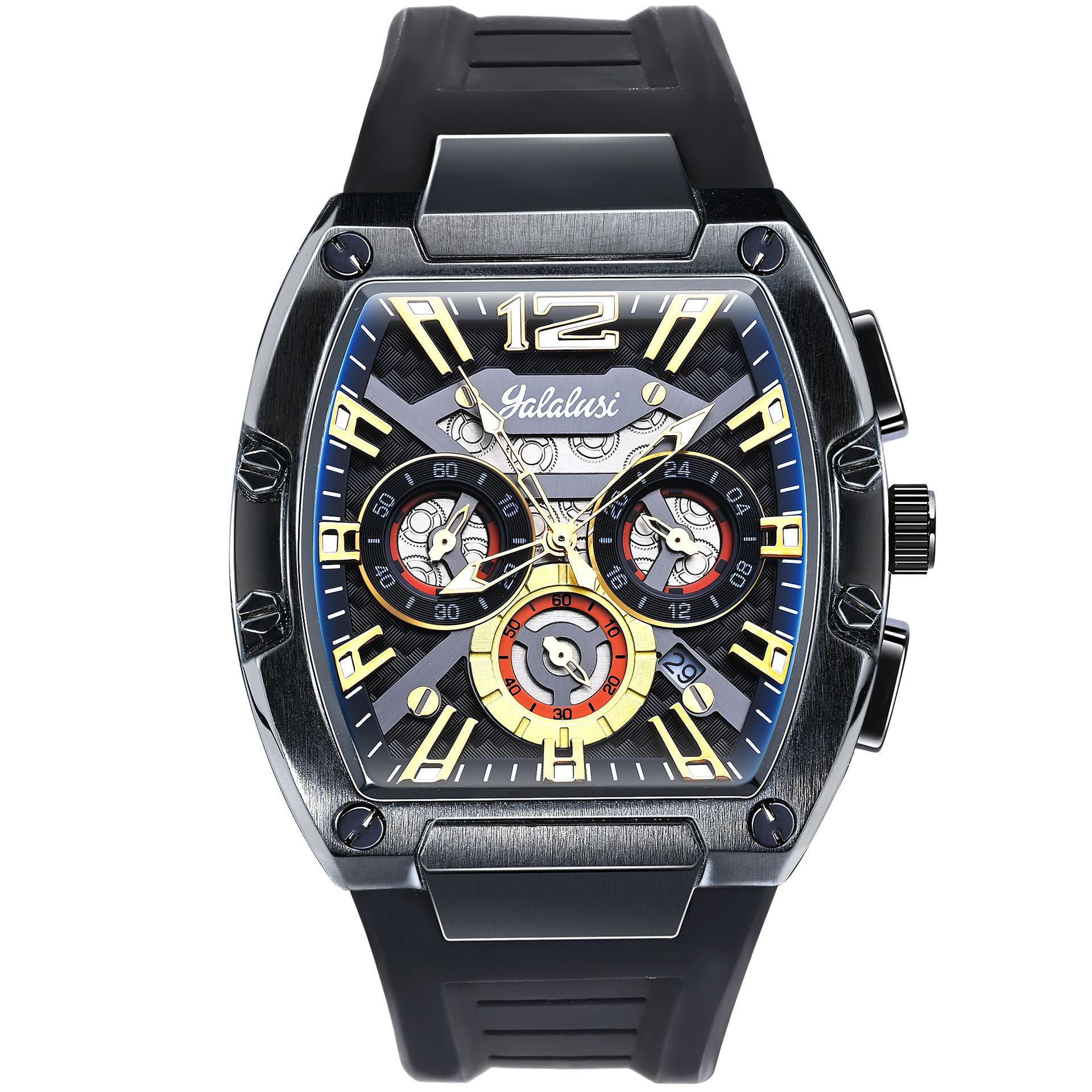 Wine Barrel Type Sports Men S Watch Multi-Functional Waterproof Luminous Calendar Men S Watch