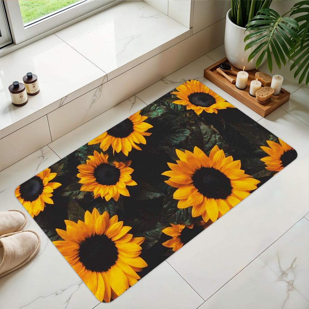 1 Stück Frühlings Sonnenblumenmuster Fußmatte Modern Küche Polyester Teppich Rutschfest Bunt Innen Teppich, Für Zuhause Badezimmer Schlafzimmer Wohnzimmer Dekor