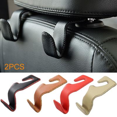 2 peças/conjunto Suporte de armazenamento para ganchos de encosto de cabeça de carro Bolsas penduradas Fixador automático Organizador de assento traseiro Couro PU Rack traseiro