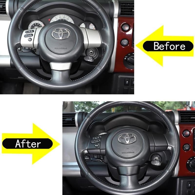 ABS Matte Black Steering Wheel Cover Button Decoration Stickers Trim For 3ehg FJ Cruiser 2007-2021 Accessories GEJ5