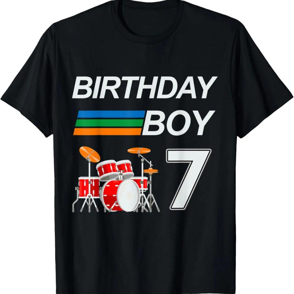 Drummer Drum Sets Birthday Boy 7 Years Old Boys Kid T-Shirt