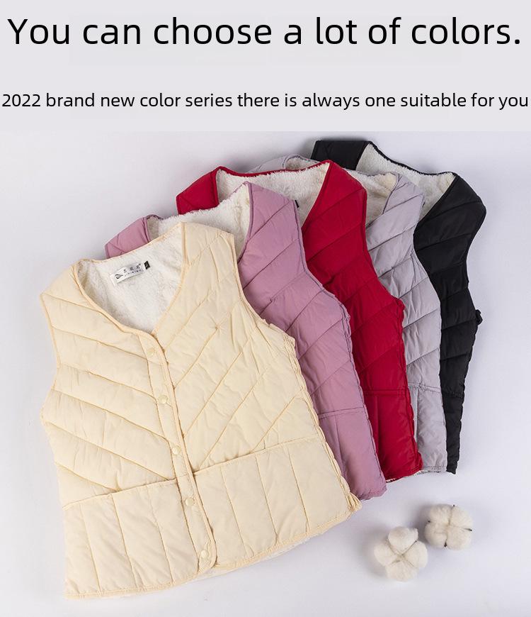 Dámská krátká péřová bavlněná vesta se sametovou vložkou – 2024 Slim Fit teplá vesta na podzim a zimu