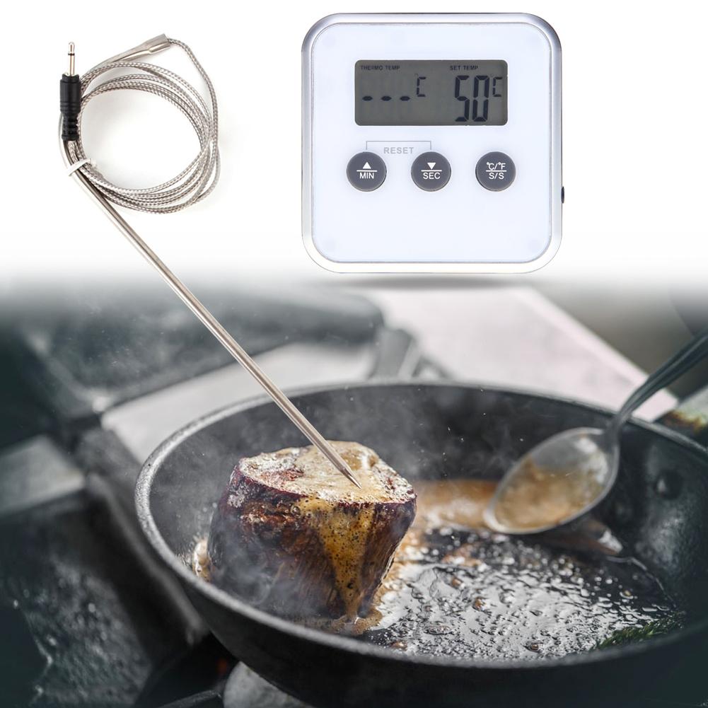 Termometro Digitale Timer Misuratore di Temperatura Cibo Carne con Sonda Termometro per Cottura BBQ per Strumenti Temperatura Cucina