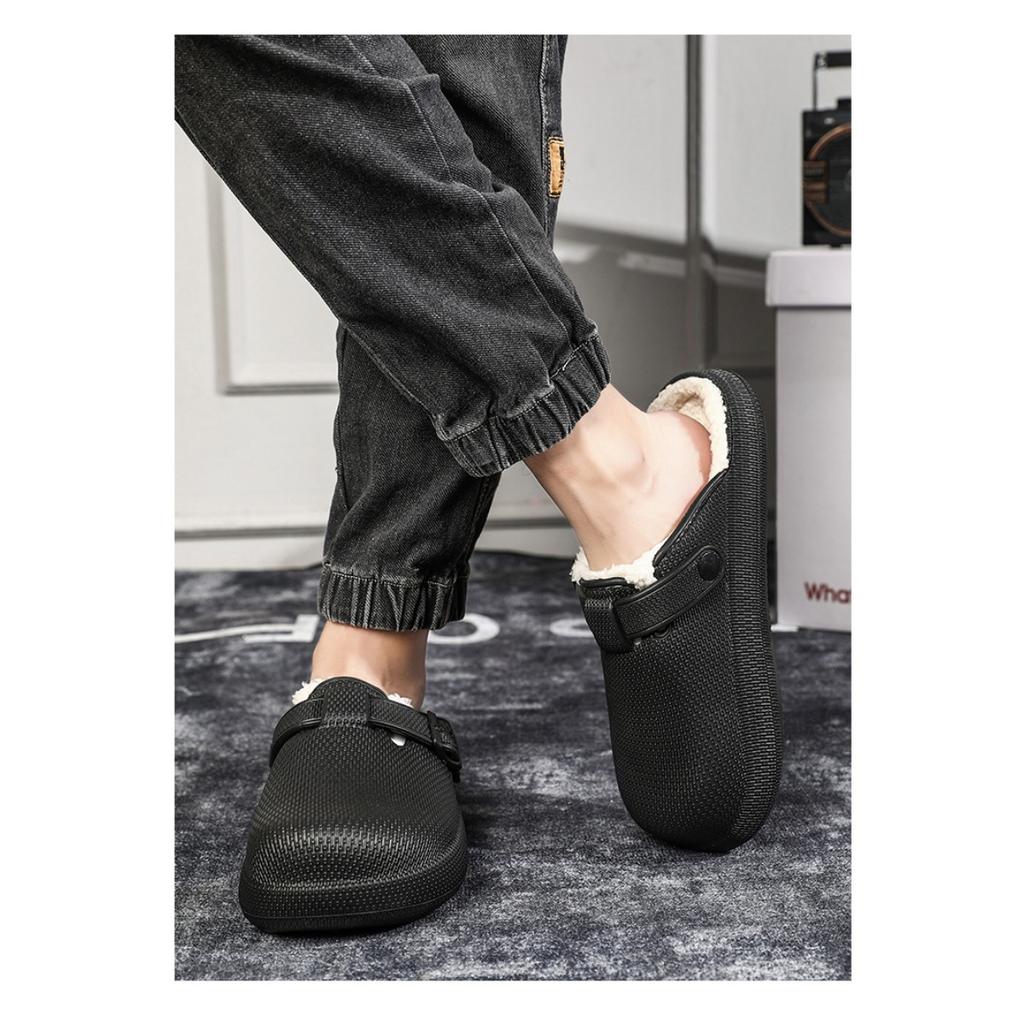Men's Cotton Shoes with Thick Soles and Cotton Slippers for Warmth, Anti Slip, and Toe Covering
