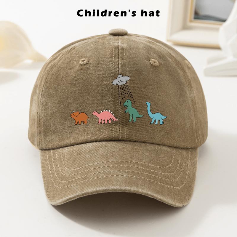 Casquette de baseball lavée avec imprimé Dinosaure OVNI en coton réglable Snapback pour les jeunes jeux d'extérieur