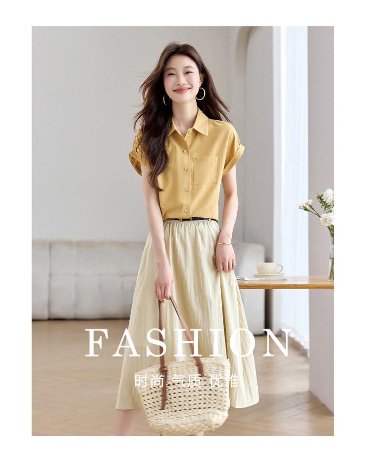 2025 New Loose Casual Fashion Versatile Shirt and Half Skirt Set for Women