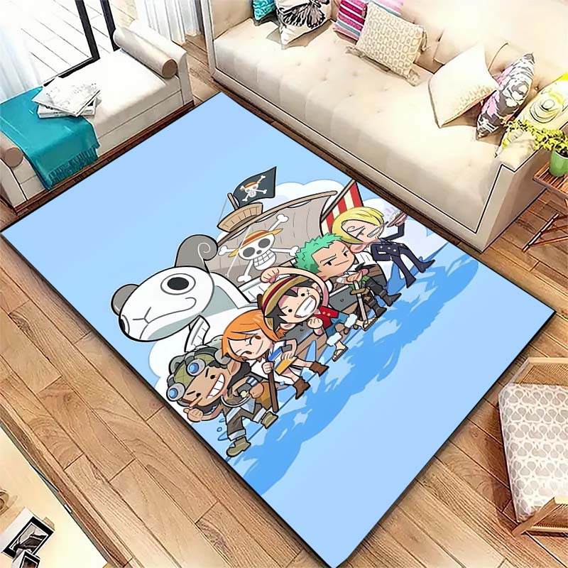 One Piece Straw Hat Pirates Square Floor Mat Living Room Bedroom Decor,Cartoon Welcome Mat