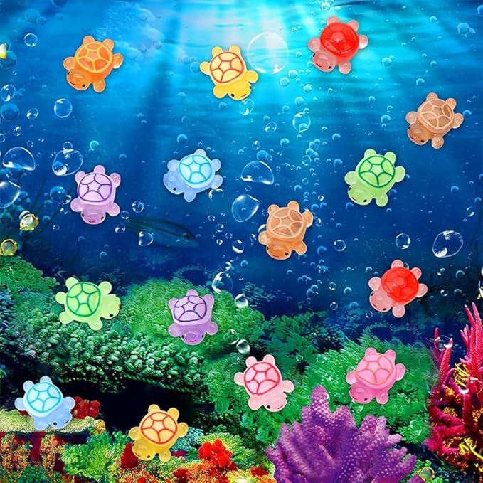 100Pcs Luminous Mini Resin Turtles,10 Colors Glow In Dark Cute Sea Turtle Figurines for DIY, Garden & Aquarium Decor – Bulk Miniature Animal Figures