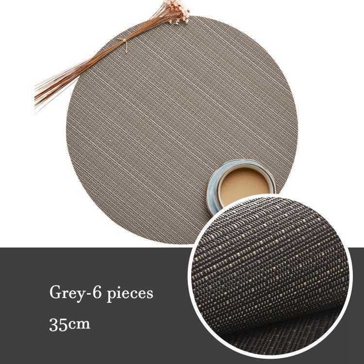 Sada 6 ks PVC prostírání, prostírání na stůl, tepelně izolační podložka, kulaté omyvatelné prostírání, dekorace na stůl, 35 cm