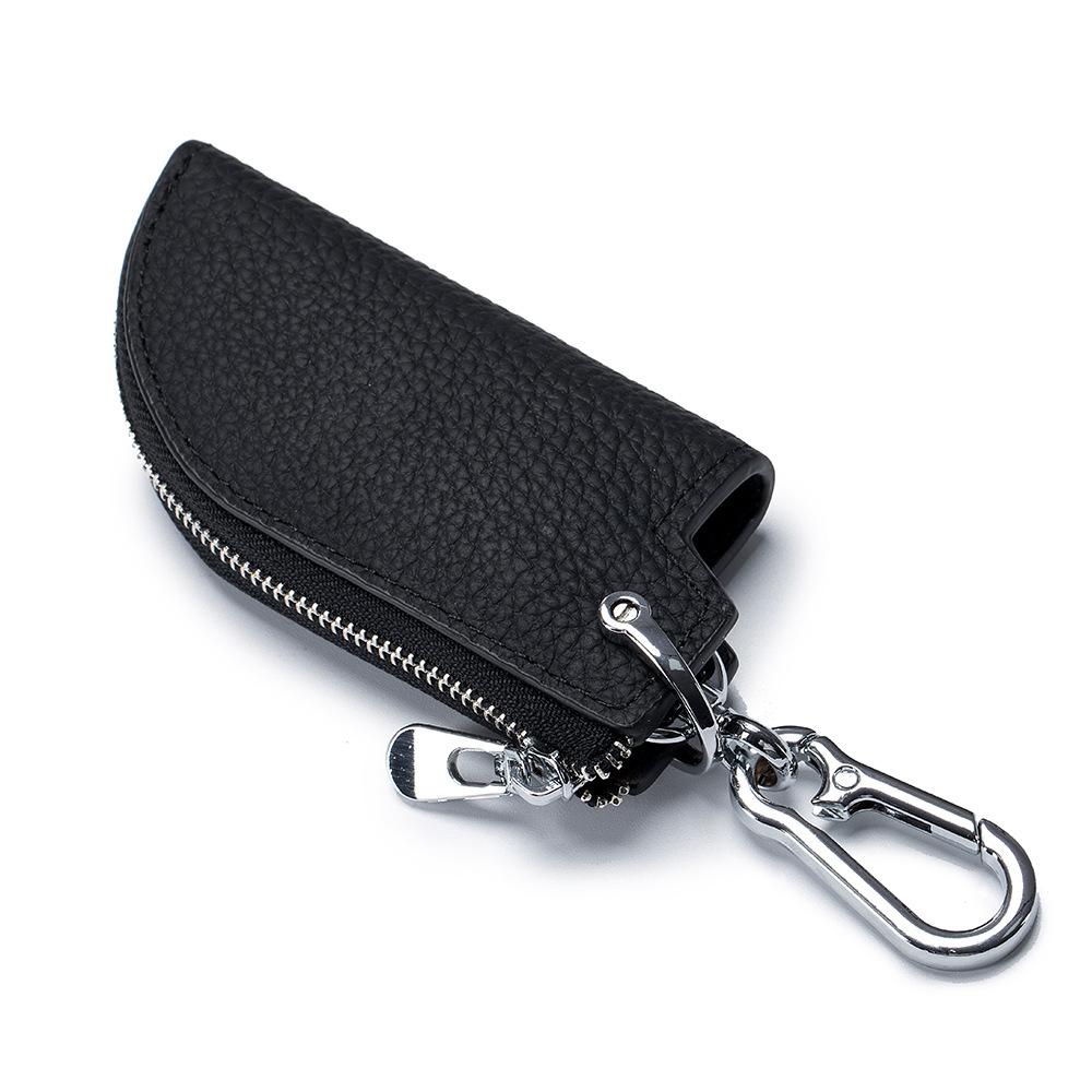 New Zipper Key Bag Men's First Layer Cowhide Waist Hanging Car Key Cover Multifunctional Home Keychain