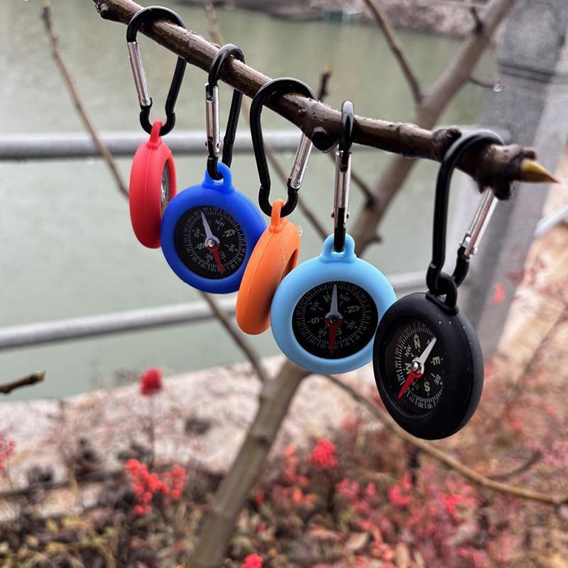 1/5 Pezzi Bussola Bushcraft con Moschettone Bussola per la Vita Bussola Tascabile in Silicone da Campeggio per Attività all'Aperto